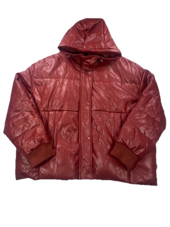 Levi's Jackets & Blazers - Levi's Women’s Faux Leather Cinch Waist Red Hooded Puffer Coat Size XXL